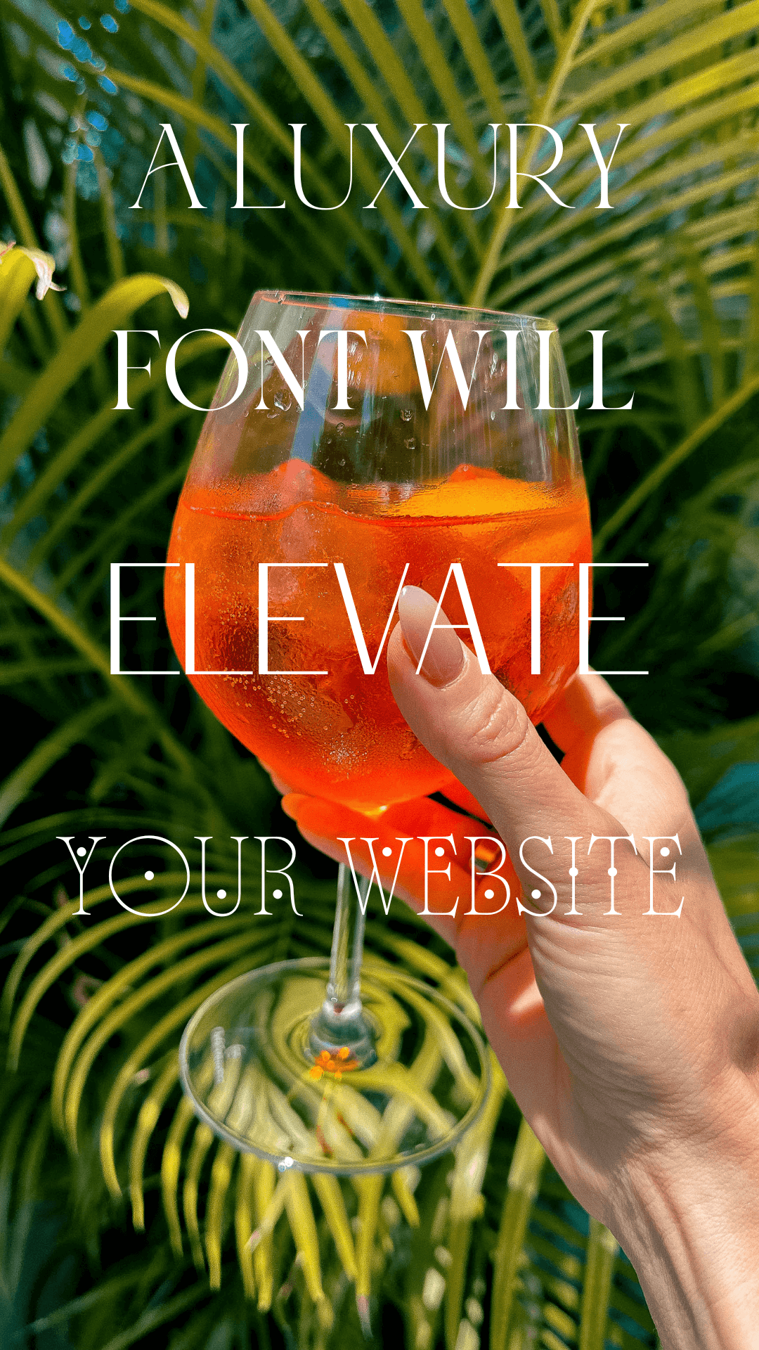 a hand holding a glass of wine and the words a luxury font will elevate your website