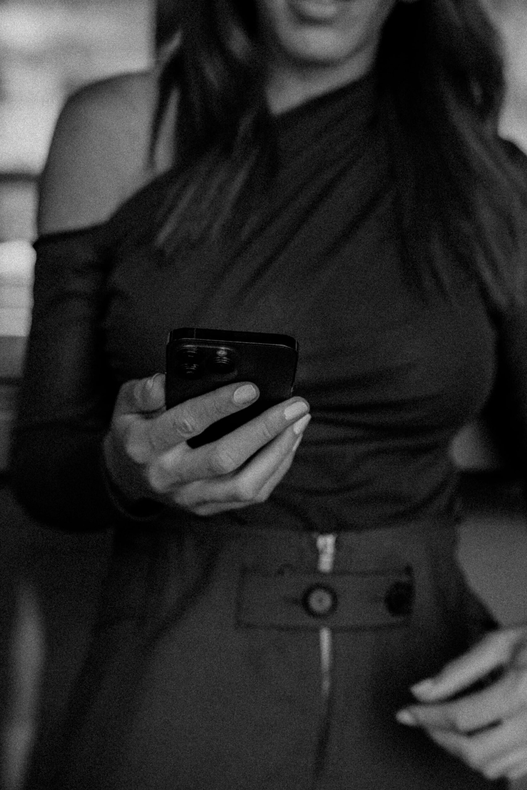 A woman checking her phone